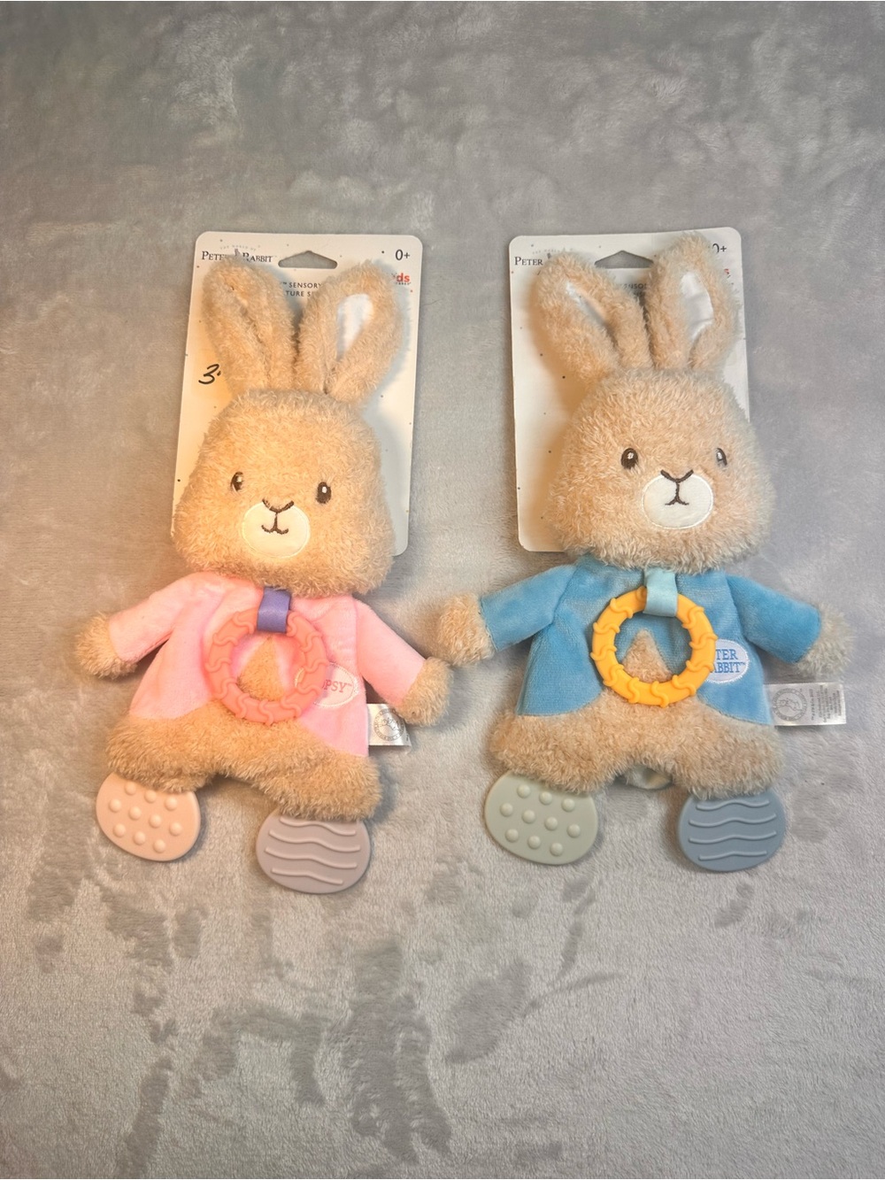 Peter Rabbit & Flopsy Sensory Blanky Plush Teether Toy Set NWT Twins